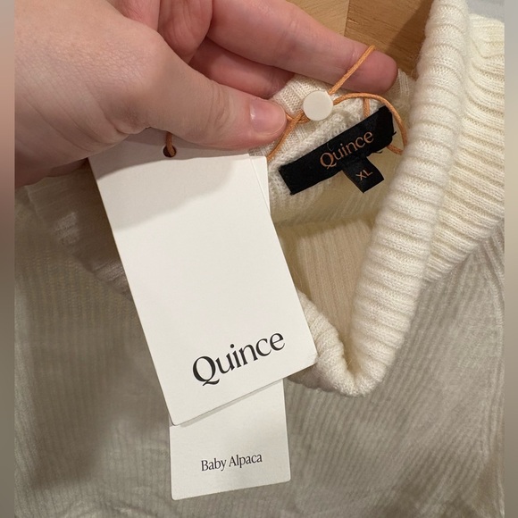 Quince Cream Baby Alpaca-Wool Turtleneck Cowl Neck Sweater - Picture 6 of 7